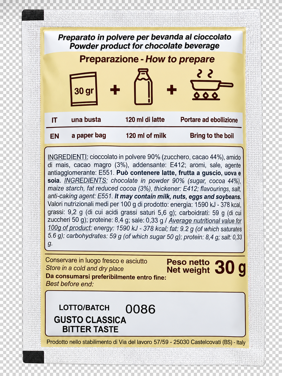 B.Del Rè Cioccolata Classica 15 Bustine da 30g
