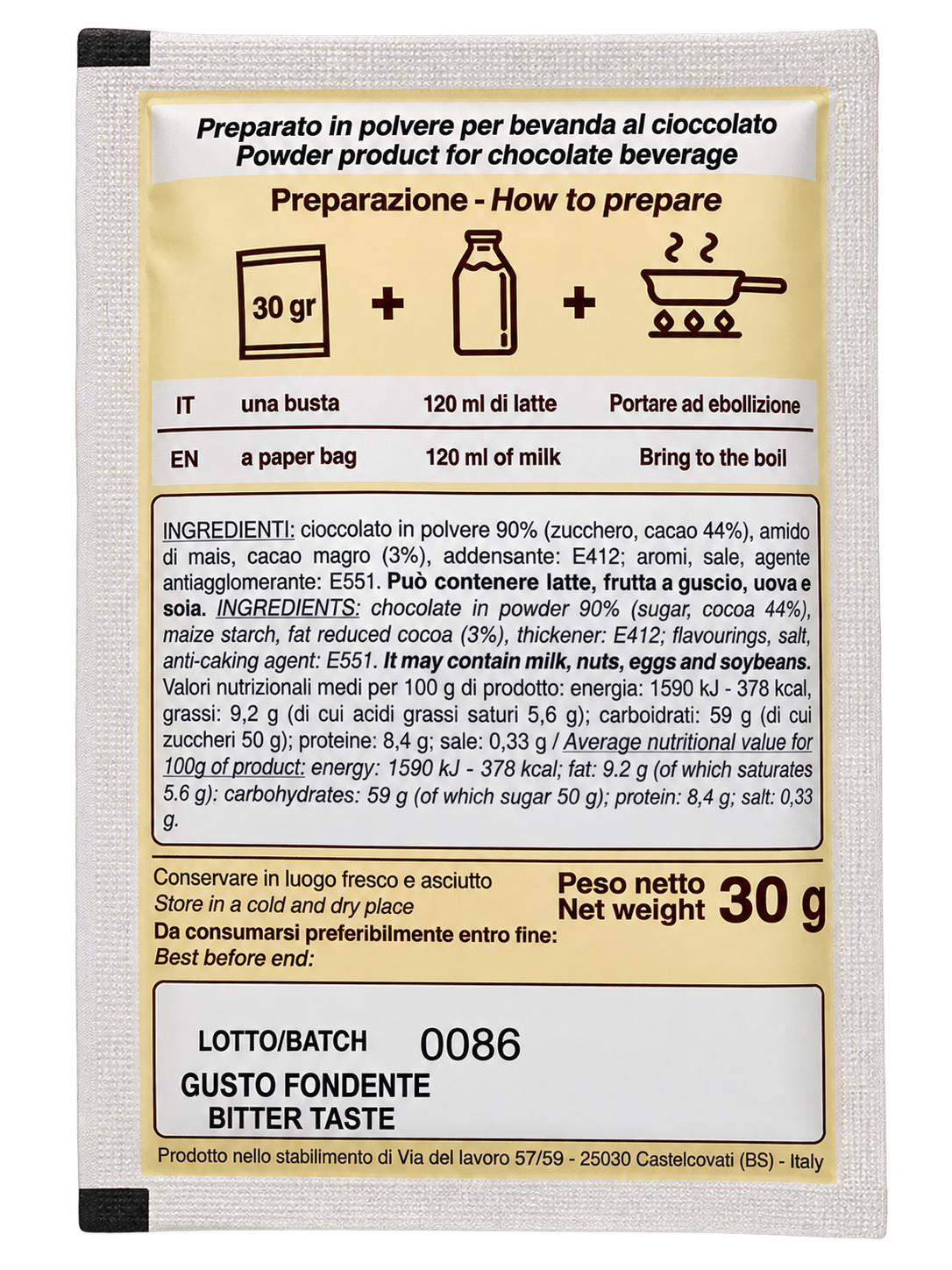 B.Del Rè Cioccolata Fondente15 Bustine da 30g
